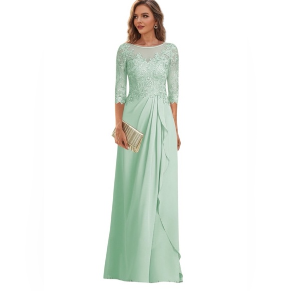 Miss Veil Dresses & Skirts - Miss Veil mint green lace and chiffon floor-length formal gown size 12